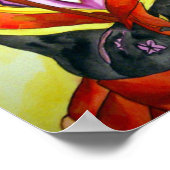 芸者日本のオリジナルウォーターカラー絵画アート ポスター (角)