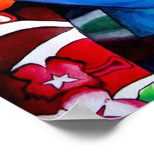 芸者日本のオリジナルウォーターカラー絵画アート ポスター (角)