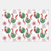 芸者日本のコイと寺の水彩 ラッピングペーパーシート (正面3)