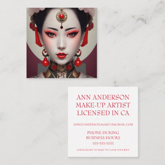 芸者日本のポートレート スクエア名刺 (正面/裏面)
