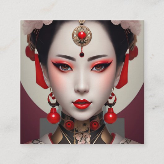 芸者日本のポートレート スクエア名刺 (正面)