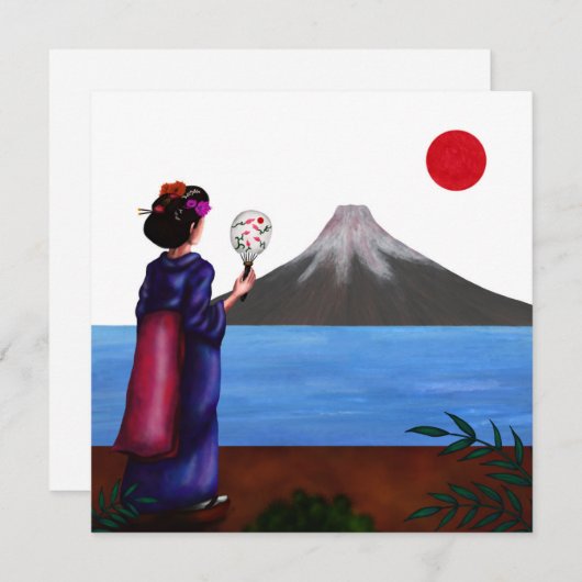 芸者日本の女と日と富士山 シーズンカード (正面/裏面)