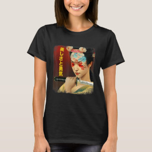 芸者日本の女脇差し剣日本武士道 Tシャツ