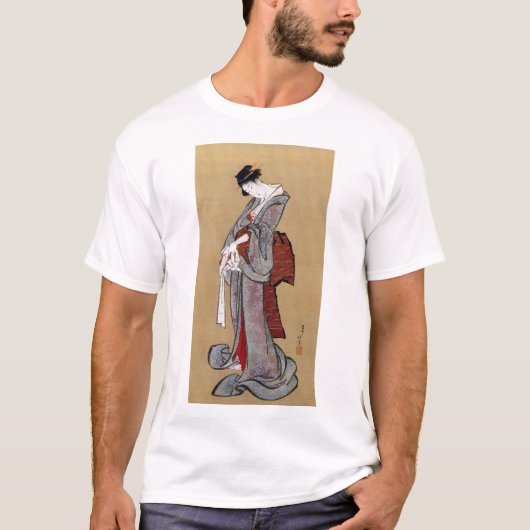 芸者日本の女・北斎・浮世絵 Tシャツ (正面)