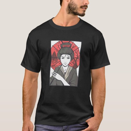 芸者日本の女 Tシャツ (正面)