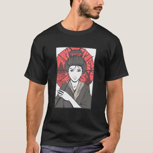 芸者日本の女 Tシャツ (正面)