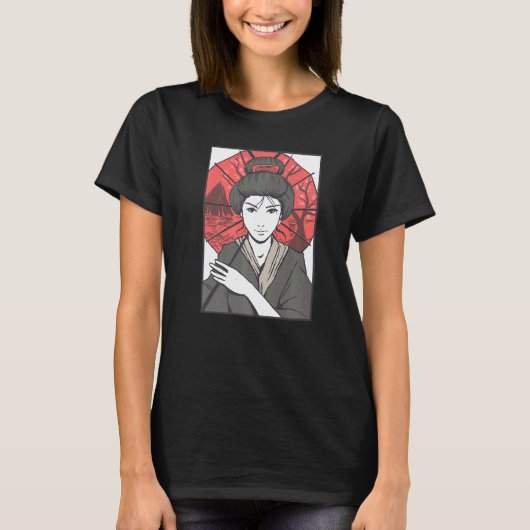 芸者日本の女 Tシャツ (正面)