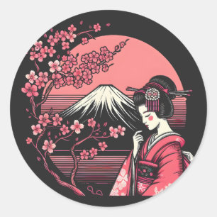 芸者日本の山富士さくらんぼ咲き木 ラウンドシール