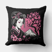 芸者日本の山富士日本のさくらんぼ咲き クッション (正面)