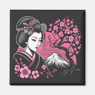 芸者日本の山富士日本のさくらんぼ咲き マグネット