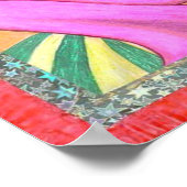 芸者日本の着物の女の子のアートワーク絵画 ポスター (角)