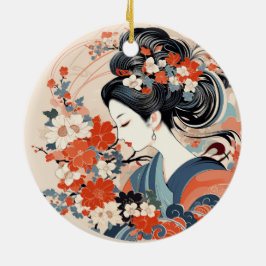 芸者日本の花陶磁オーナメント セラミックオーナメント