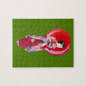 芸者日本の赤きものかわいいアート ジグソーパズル (横)