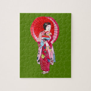 芸者日本の赤きものかわいいアート ジグソーパズル
