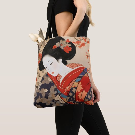 芸者浮世絵日本の術 トートバッグ (クローズアップ)