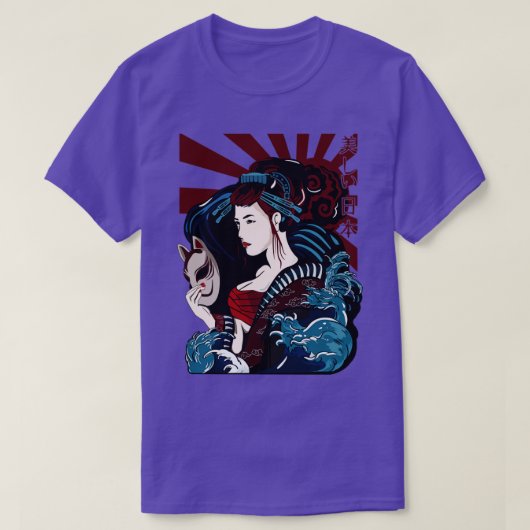 芸者狐面 Tシャツ (デザイン正面)