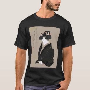 芸者猫日本漢字アート浮世絵美学ヴィ Tシャツ