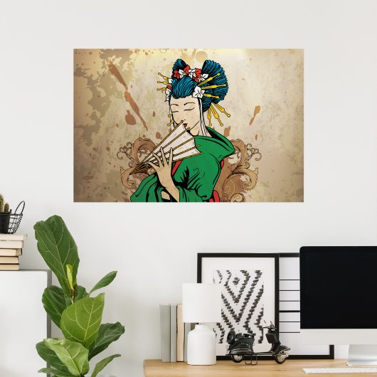 芸者芸者横型日本のプリントポスター ポスター (ホームオフィス)