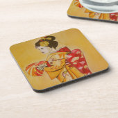 芸者金ゴールドオリジナル水彩画 コースター (左側)