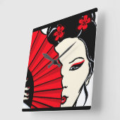 芸者 スクエア壁時計 (傾斜)