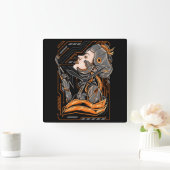 芸者  スクエア壁時計 (ホーム)