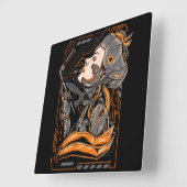 芸者  スクエア壁時計 (傾斜)