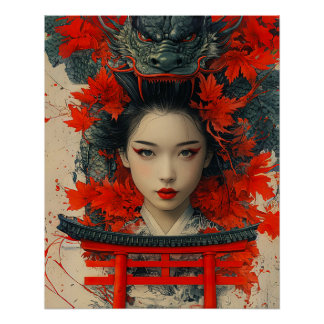 芸者&ドラゴン – アー日本のト ポスター
