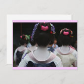 芸者 – ピンク縁ど ポストカード (正面/裏面)
