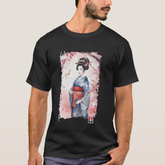 芸者 日本 舞踊 歌 音楽 アート 桜 Tシャツ