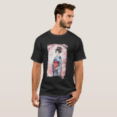 芸者 日本 舞踊 歌 音楽 アート 桜 Tシャツ (正面フル)