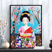 芸者 着物 桜 和風 ウォールアート
