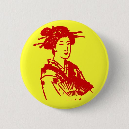 芸者 缶バッジ (正面)