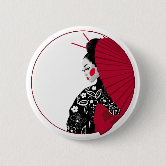 芸者 缶バッジ (正面)