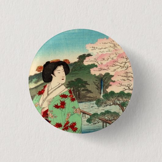 芸者 缶バッジ (正面)