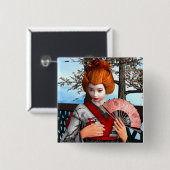 芸者 缶バッジ (正面&裏面)