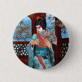 芸者 缶バッジ (正面)