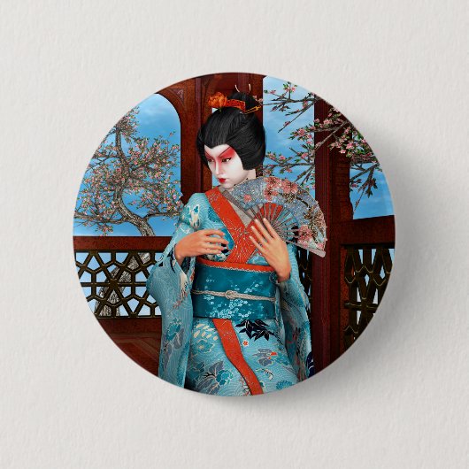 芸者 缶バッジ (正面)