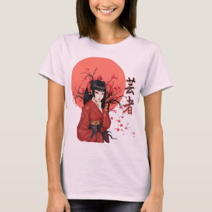 芸者 美しい桜 オリエンタルビベス Tシャツ