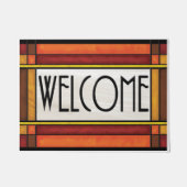 芸術および技術のスタイルのドアマット、ブラウンの赤 ドアマット (正面)