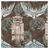 芸術および技術のスタイルのフクロウおよびイーグルス ファブリック (クローズアップ)