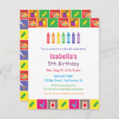 芸術および技術のテーマの子供の誕生日のパーティー 招待状 (正面/裏面)