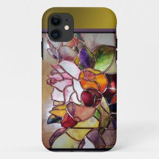 芸術のガラス贅沢な花やっとそこに iPhone 11 ケース