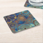 芸術のグランジなパターン スクエアペーパーコースター (アングル)