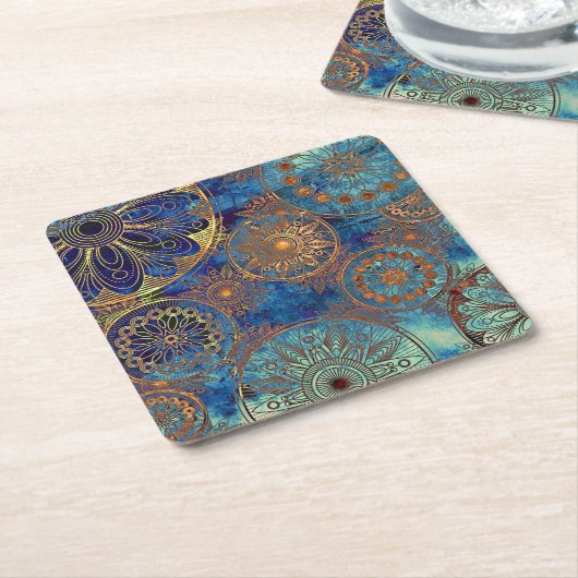 芸術のグランジなパターン スクエアペーパーコースター (アングル)