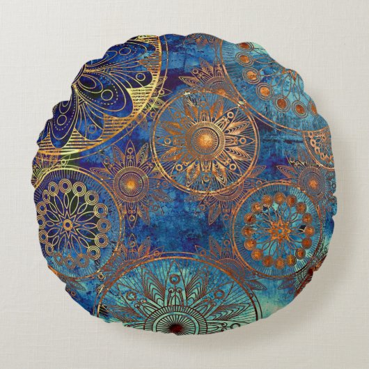 芸術のグランジなパターン ラウンドクッション (正面)