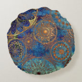 芸術のグランジなパターン ラウンドクッション (裏面)