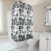 芸術のコラージュの黒及び白 + あなたのアイディア シャワーカーテン (インサイチュ)