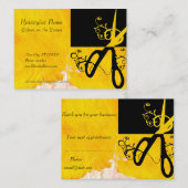 芸術のシックで黒い金ゴールドの魔法の美容師のはさみ 予約カード (正面/裏面)