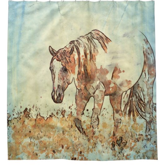 芸術のスタジオ12216の馬 シャワーカーテン (正面)