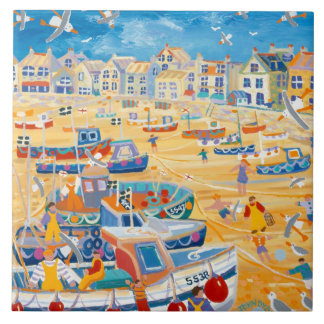 芸術のセラミックタイル: ジョンのダイアーのボート及びロープ、St Ives タイル